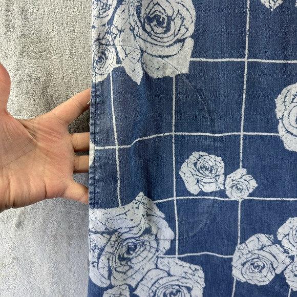 Chelsea & Theodore Denim Shift Dress Women's PM Blue Chambray Floral Print - Picture 7 of 8